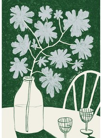 Poster 30x40 cm Blue Flowers &amp; Red Wine – Anouk van Cleef – The Poster Club