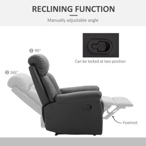 Fotoliu Relax Rabatabil cu Captuseala Ergonomica si Spatar Reglabil si Rabatabil 80×97×107cm Negru HOMCOM | Aosom RO