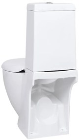 Vas WC toaleta de baie, alb, ceramica, rotund, flux inferior Alb