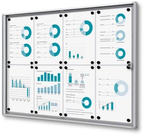 Vitrina informații interioare Economy 8 x A4 - spate din tablă, ignifugă, aluminiu