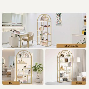 RAAU210 - Raft, 80 cm pentru salon cosmetica, birou, hol, living, baie - Alb imitatie de marmura - Auriu