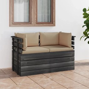 Canapea gradina din paleti, 2 locuri, cu perne, lemn masiv pin