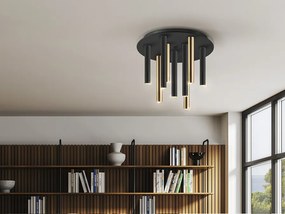 Lustra LED dimabila aplicata design modern Varas negru/auriu