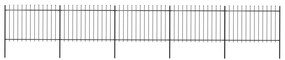 Gard de gradina cu varf sulita, negru, 8,5 x 1,2 m, otel 1, 1.2 m, 8.5 m