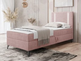 Pat de o persoană 80 cm Hebara 1 (Roz) (cu somieră și saltea) (cu sp. depozitare) (S). 1103559