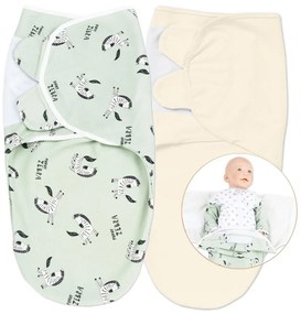 Set 2 sisteme de infasat reglabile din bumbac cu maneci 0-3 luni Kidizi Upgraded Zebra, 0.5 tog