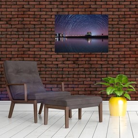 Tablou pe sticlă cu cerul nocturn și stele (70x50 cm)