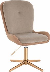 HR690CROSS Scaun Velvet&amp;soft Piele Pu Latte/Carmel Bază Aurie