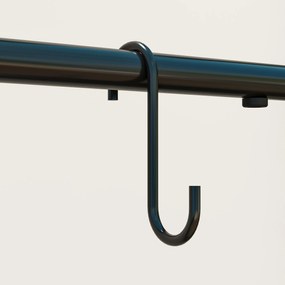 Outsunny Suport pentru Plante cu 3 Niveluri, cu Bară pentru Agățat și Cârlige, Raft Metalic pentru Ghivece și Flori, pentru Interior și Exterior, Balcon, Living, Dormitor, Negru | Aosom Romania