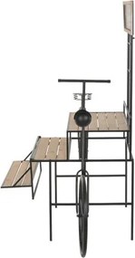 Stand decorativ cu 3 rafturi din metal și lemn, aspect natur, "Vintage Bicycle"