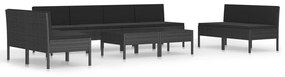 Set mobilier de gradina cu perne, 10 piese, negru, poliratan Negru, 8x mijloc + 2x masa, 1