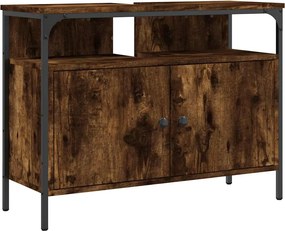 vidaXL Dulap chiuvetă baie, stejar fumuriu, 80x30x60 cm lemn prelucrat