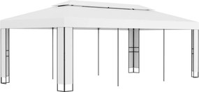 vidaXL Pavilion cu acoperiș dublu, alb, 3 x 6 m
