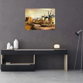 Tablou pe sticlă - Morile de vânt (70x50 cm)