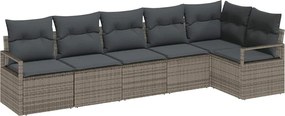 vidaXL Set de canapele pentru grădină cu pernă 6 pcs Gri poliratan