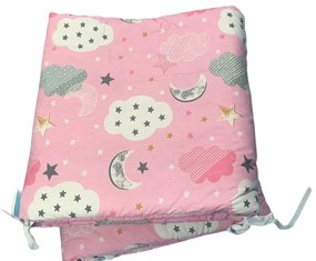 Set aparatori laterale protectii pat h35 Deseda Nori cu luna roz