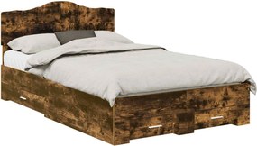 vidaXL Cadru de pat Stejar fumuriu 135 x 190 cm Lemn compozit