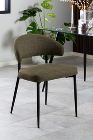 MAZZONI EXPORT IRIS Verde Măsliniu (țesătură Basel 77) - SCAUN MODERN TAPIȚAT CU ȚESĂTURĂ ÎMPLETITĂ PENTRU SALON/SUFRAGERIE LOFT