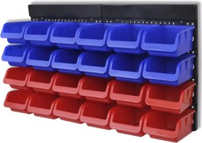 vidaXL Organizator de scule garaj montat pe perete, albastru și roșu, 2 buc.