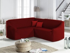 Husa elastica si creponata pentru coltar, fara volanas, culoare Bordo