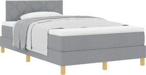 vidaXL Pat cu arcuri cu saltea Gri deschis 120 x 190 cm țesătură