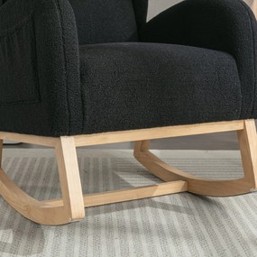 Scaun balansoar modern cu husă din material Teddy, Negru | Aosom Romania