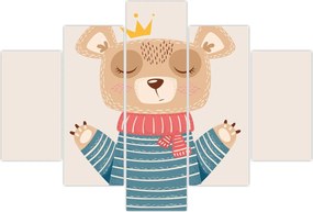 Tablou - Bej ursuleț de pluș cu coroană (150x105 cm)