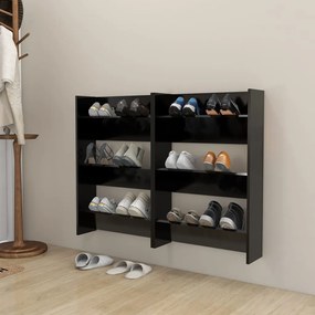 Pantofare de perete, 2 buc., negru, 60x18x90 cm, PAL 2, Negru, 60 x 18 x 90 cm, 1, Negru