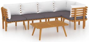 vidaXL Set mobilier de grădină cu perne, 6 piese, lemn masiv acacia