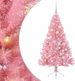 vidaXL Pom de Crăciun artificial pre-iluminat Roz 120 cm PVC