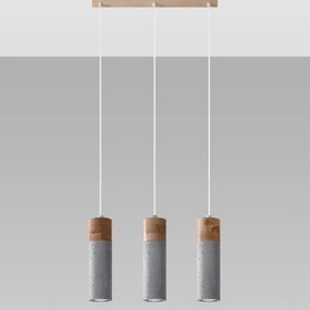 Lustră pe cablu ZANE 3xGU10/40W/230V beton/lemn Sollux SL.0967