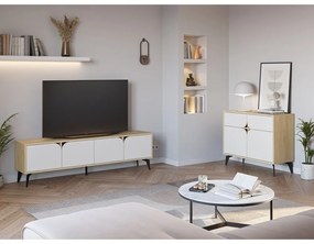 Dulap alb/în culoare naturală cu aspect de lemn de stejar 95x79 cm Nola – Marckeric