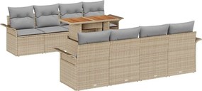 vidaXL Set de canapele pentru grădină 9 pcs Bej Rattan poli