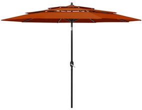 Umbrela de soare 3 niveluri, stalp aluminiu, caramiziu, 3 m Terracota, 3 m