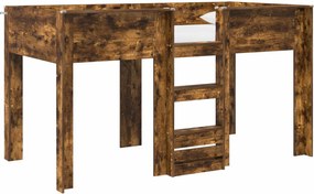 vidaXL Pat Etajat pentru Copii cu saltea Stejar fumuriu 100 x 200 cm