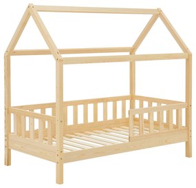 Patut Marli 90 x 200 cm cu 2 sertare si grilaj sipci - natural