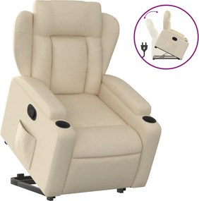 vidaXL Fotoliu rabatabil cu ridicare pe verticală, crem, textil