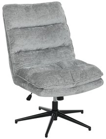 HOMCOM Scaun de birou fără brațe, scaun de birou învârtibil cu acoperire moale din material textil, inalțime reglabilă, picioare din oțel, Gri | Aosom Romania
