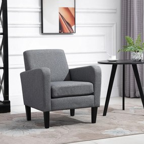 HOMCOM Fotoliu de o persoana, Fotoliu de relaxare, Fotoliu capitonat cu picioare din lemn, Material textil aspect de in, 66 x 72 x 74 cm, Gri deschis | Aosom Romania