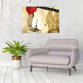 Tablou pe sticlă - Amintiri din Paris (70x50 cm)