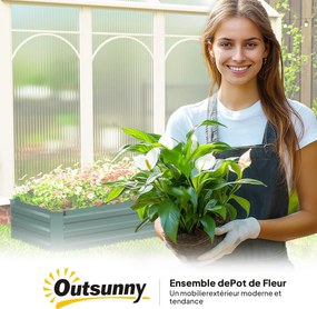 Outsunny Pat de grădină dreptunghiular, pat de grădină ridicat din oțel galvanizat, fund deschis, 240 x 60 x 30 cm, verde | Aosom Romania