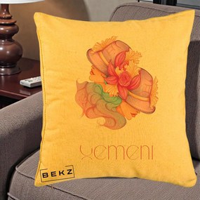Perna Personalizata Zodie Gemeni, 40x40 cm, Galben, Husa Detasabila, Perna Inclusa, BEKZ®