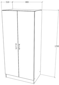 Dulap Remi, 2 Usi, Stejar Artisan, 80 x 51 x 170 cm