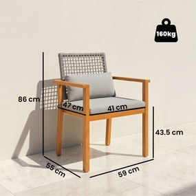 Outsunny Set 2 Scaune Lemn Acacia cu Perne și Perne Decorative, Natural. | Aosom Romania