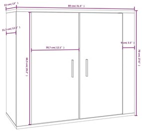 Servanta, stejar sonoma, 80x33x70 cm, lemn compozit 1, Stejar sonoma