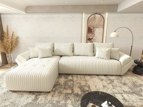 Colțar extensibil dumonde cu ladă de depozitare si sezut confortabil din spuma high-density, Berlin XL Ambience Ivory 350x185 cm