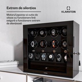 Klarstein Dispozitiv de întors ceasuri ChronoVault, 8+6 ceasuri, vegan, lucios, 4 moduri, Motor Mabuchi, LED, priză