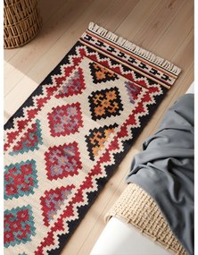 Covor tip traversă roșu reversibil, țesut manual din lână 60x190 cm Kamal Kian – Nouristan