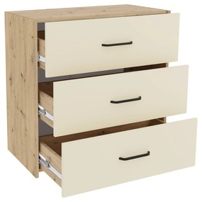 Comoda Malmo, 3 Sertare, Stejar Artisan/Argila, 80 x 42 x 80 cm