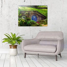 Tablou pe sticlă - Orasul Hobitin (70x50 cm)